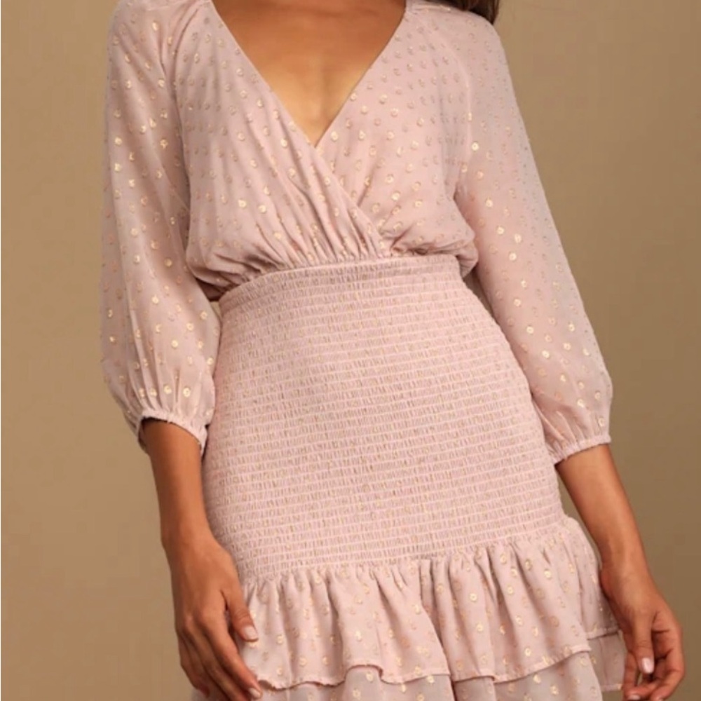 NWT- Lulu's Blush Pink Long Sleeve Dress Size Large